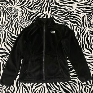 The North Face Women's Black plush fuzzy full zip collar sweater Jacket size S